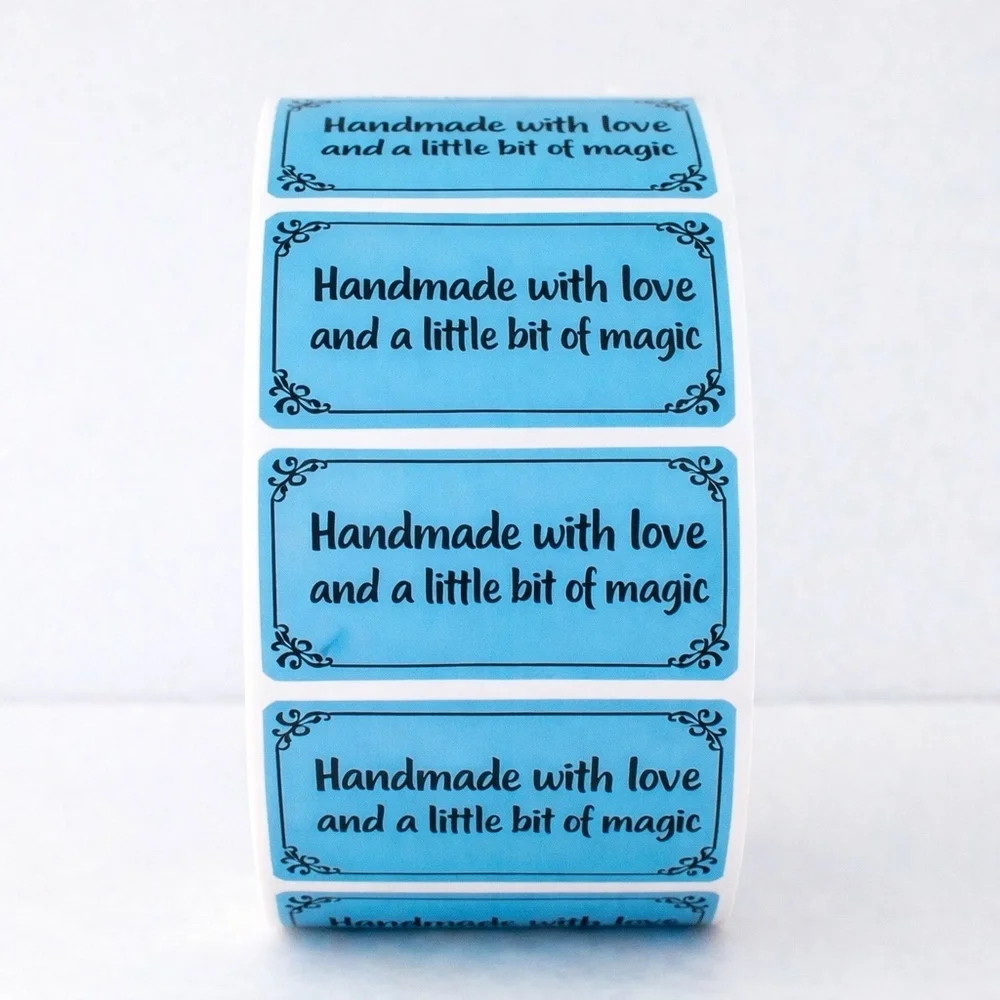 2 x 1 Inch Handmade With Love Stickers – 100 Pack Boutique Packaging Labels